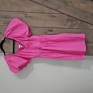 A New Day by Target hot pink puff sleeves tie front dress.